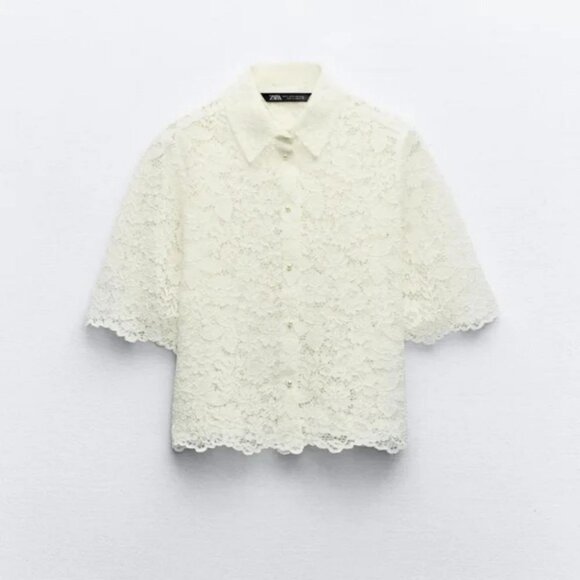 ZARA LACE CROP SHIRT - Picture 4 of 7